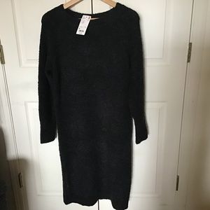 NWT UNIQLO Women Boucle Knit Sweater long sleeve Dress Dark Gray Size S
